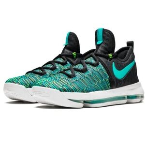 Nike KD9 Kids Black and Teal Sneakers